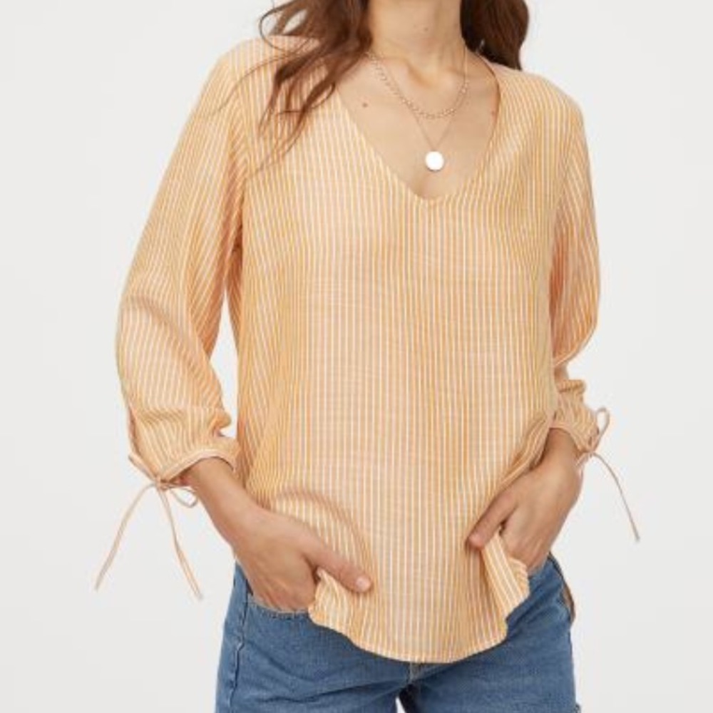 H&M pin stripe v neck blouse